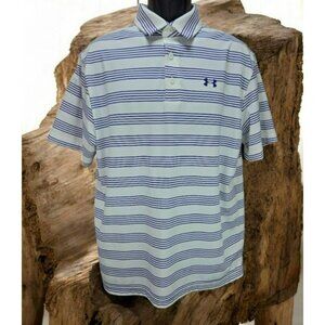 Under Armour Mens HeatGear Purple Striped Polo Large